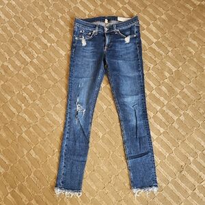 rag & bone Blue Distressed Skinny Jeans